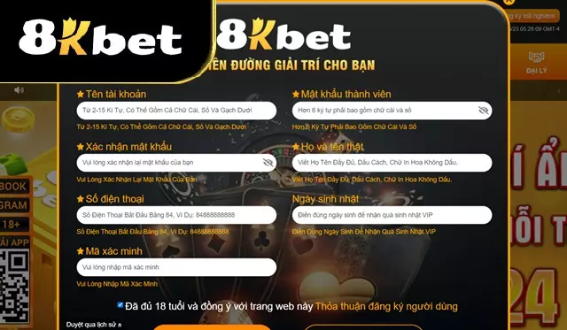 Đăng ký tài khoản 8Kbet