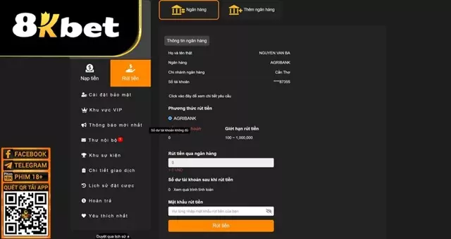 Lập lệnh rút tiền nhà cái 8Kbet